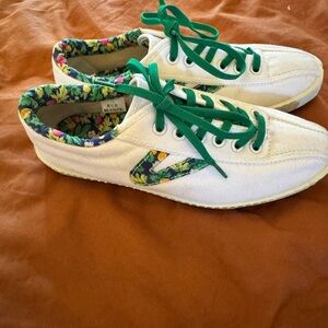 Tretorn Canvas Shoes with Green and Floral Accents